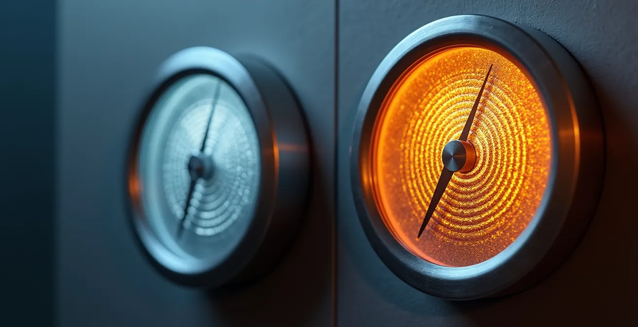 Graphique comparatif des courbes de température entre thermostat mécanique et électronique