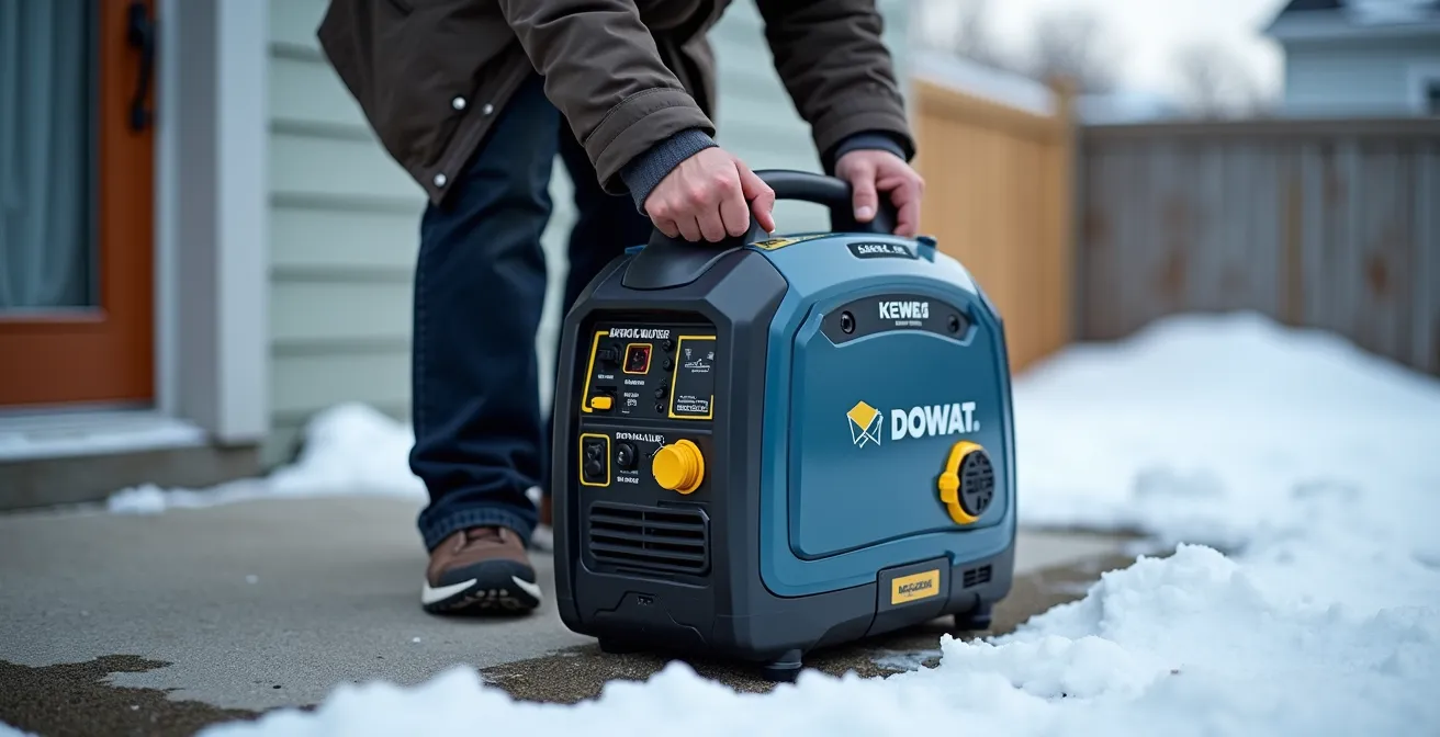 Installation sécuritaire d'une génératrice portable à l'extérieur d'une maison en hiver